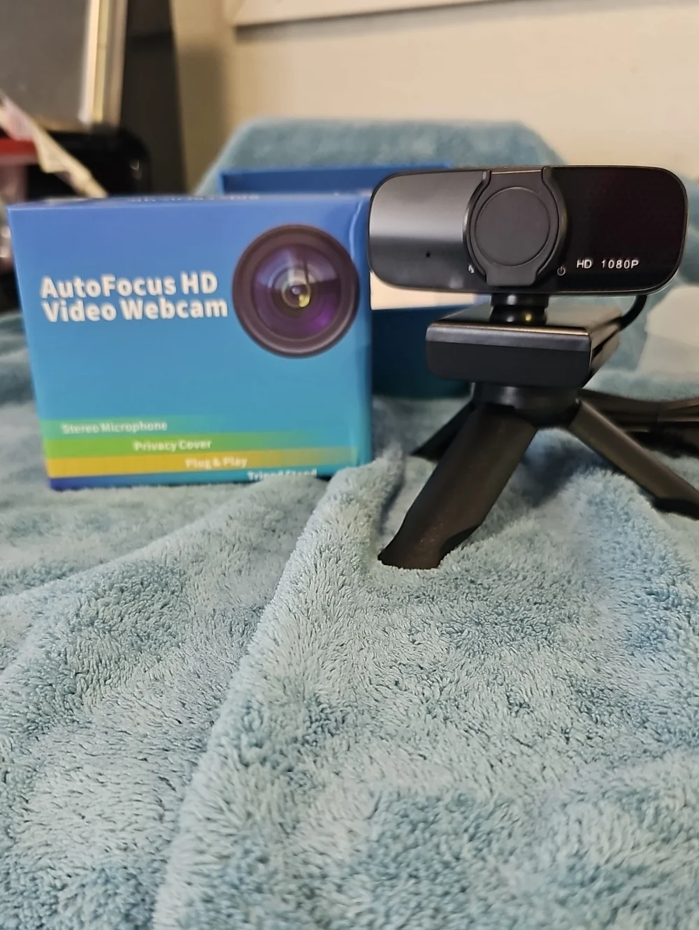 HD 1080P Black AutoFocus Webcam with Privacy Cover